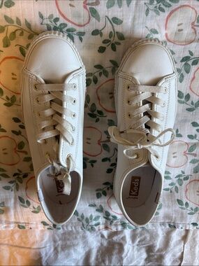 Keds Girls' White Leather Lace-Up Sneakers